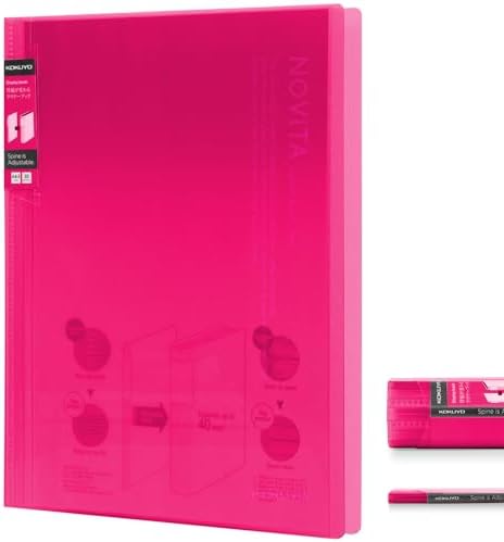 Kokuyo 20-Pocket Binder with Plastic Sleeves 8.5"x11" (Pink), A4 and US Letter Expandable Art Portfolio Folder with Clear Sheet Protectors. 40 Pages of Presentation Display Book. (RA-N20P) by KokuyoUS