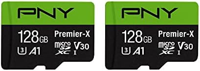 PNY 128GB Premier-X C10 U3 V30 A1 microSDXC Flash Memory Card 2-Pack, UHS-I by PNY