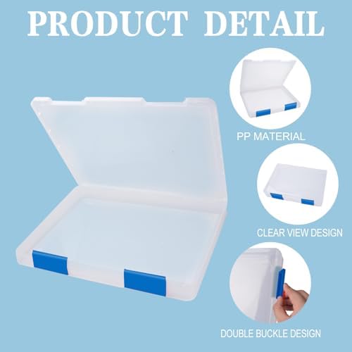 12 Pcs Clear Paper Storage Box, Blue, 12.4 x 9.84 x 1.18 Inches - Image 3