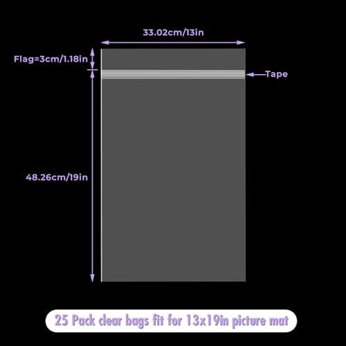 Frametory, 25 Pack 13 7/16" x 19 1/4" Acid-Free Clear Plastic Bags - Image 2