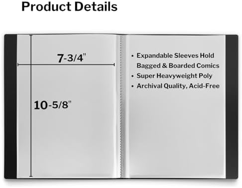 Dunwell Comic Book Storage Album (2 Pack), For Current, Silver Age, Regular Bagged and Boarded, Binder with 6 Super Heavyweight Sleeves, Clear View Cover and Spine, Gift for Comic Collectors - Image 2