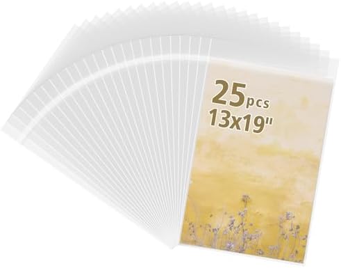 Frametory, 25 Pack 13 7/16" x 19 1/4" Acid-Free Clear Plastic Bags by Frametory