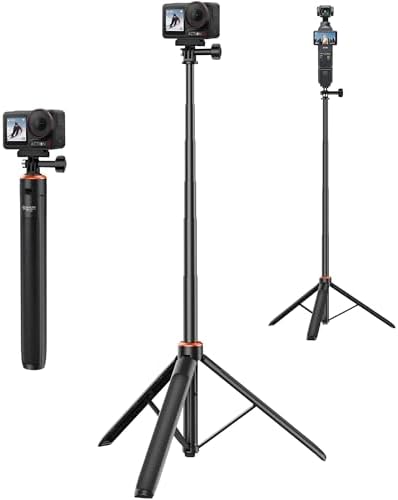 53" Osmo Action Selfie Stick Tripod for DJI Action 5 Pro/4/3, Extendable Handle Grip w Magnetic Quick-Release Adapter Mount, Extension Rod/Standing Stand/Accessories for Travel Vlogging Video Shooting by Unknown