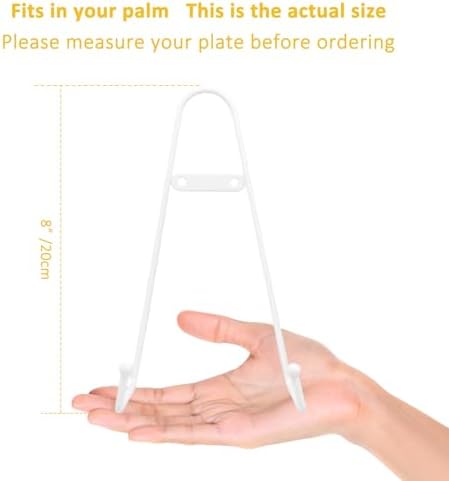 YY YEARCHY Metal Plate Stand Holder, Wall Hanging Display Rack, Sturdy Iron Easel for Displaying Plates (8-14Inch), Bowls, Platters, Art, Photos, Books (4, White, 8"x4.5"x4") - Image 4