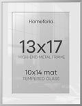 Homeforia 13x17 Silver Picture Frame, High-End Metal, 10x14 Mat, Glass by Homeforia