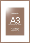 Homeforia A3 Mocha Picture Frame, High-End Metal, A4 Mat, Glass by Homeforia