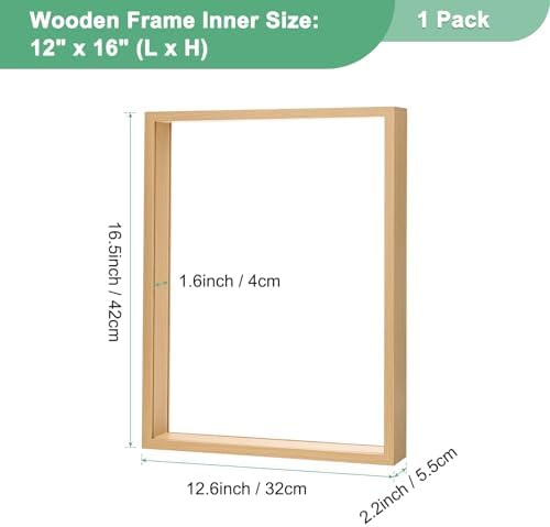 M METERXITY 1-Pack Dried Flower Frame, 12 x 16 Inch Double Acrylic Wooden Dried Flower Photo Floating Frame for Tabletop/DIY/Handicrafts [Wood Color] - Image 3