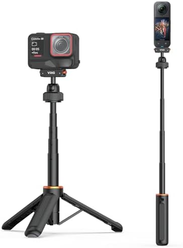 VRIG 15.9" Extended Selfie Stick Tripod for Insta360 X6/Ace Pro2, Magnetic Quick Release Selfie Sticks Handle Grip,360° Portable Vlog Monopod Pole for Insta360 X5/X4/ACE Pro/Ace Accessories by VRIGSelect