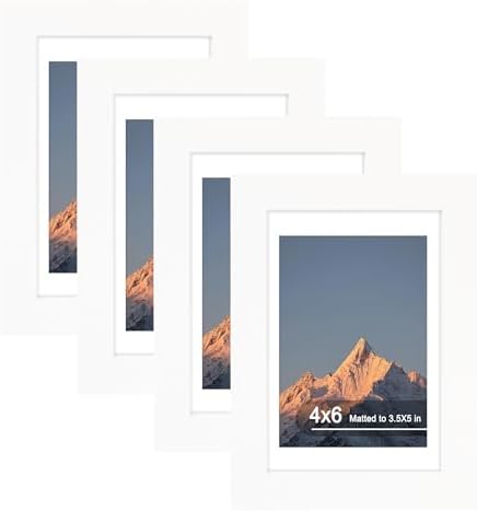 4x6 Picture Frame Set of 4 with Real Glass, Wall & Tabletop Display by SZYUU