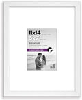 Americanflat 11x14 Picture Frame with Shatter-Resistant Glass - Use as 5x7 Frame with Mat or Display 11x14 Photo Without Mat - Signature Collection - Picture Frames for Wall Display - White by Americanflat