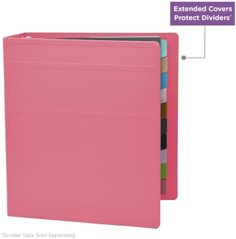Carstens 3-Inch Heavy Duty 3-Ring Binder - Side Opening, Bubblegum Pink, Durable Plastic, Precision No-Gap Rings, Waterproof Cover, No Pockets, Holds 400 Letter Sheets, BPA-Free, Made in USA (1708-3R) - Image 6