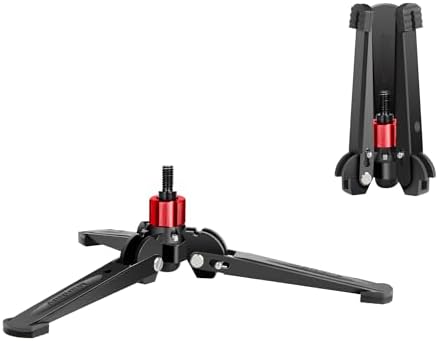 Manbily Mini Tripod Base for Monopods, 3/8" Screw Desktop Tripod with Three Feet, Monopod Stand Support, Travel for Ball Head/Fluid Head DSLR Camera Camcorder, Tilt 20° & Rotate 360° (Red) by Manbily