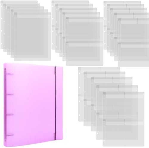 A4 Dies and Stamps Storage Book Binder Folder, Page Protectors Pockets Inserts Organizer for Cutting Dies Stencil Album Stamp Crafts, 1Pcs Purple Storage Book Cover & 20 Inserts with 1/2/3/4 Pockets by CYFUNDESIGN
