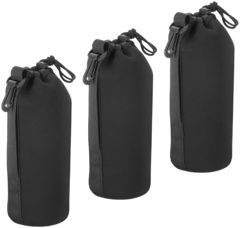PATIKIL 3 Pcs 3.7" ID x 9.8" H Neoprene Lens Pouch Bag for DSLR Camera Lens, Waterproof, Shockproof, Wear-Resistant, Black by PATIKIL