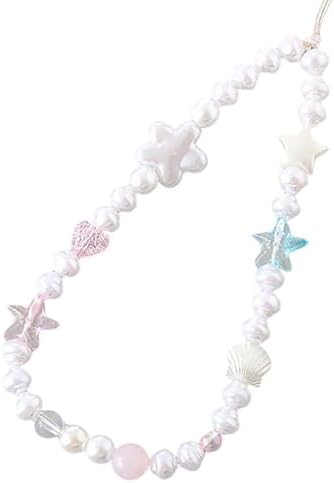 Beaded Phone Charm Lanyard Strap Girly Style Fixed Beads Pearl Lanyards by Staqlo