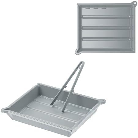 JJC 10x12” Darkroom Developing Tray for Photo Paper Prints, Film Processing Tray with Silicone Tong, Ribbed Base & Thermometer Corner, Durable PP Plastic (Gray) by JJC