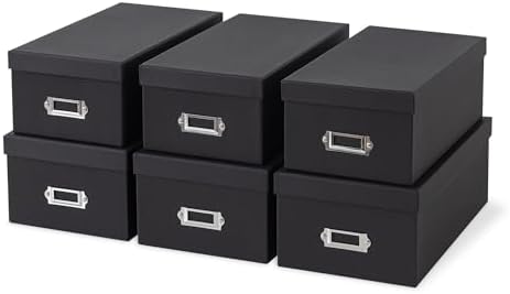 Soul & Lane - Black Photo Storage Boxes with Lids, Set of 6 in 2 Sizes by SoulLane