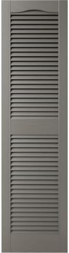 Ekena Millwork Lifetime Vinyl LL1S14X04300TG Standard Cathedral Top Center Mullion, Open Louver Vinyl Shutters, w/Installation Shutter-Lok's & Matching Screws (Per Pair), 14.5"W x 43"H, Tuxedo Grey - Image 2