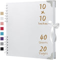 10x10 Inch White DIY Scrapbook Album,Hardcover Memory Book,40 Pages (20 Sheets) Kraft Photo Album for 4x6 / 5x7 Pictures, Perfect for Wedding, Family, Anniversary, Christmas & Travel Memories by HenPisen
