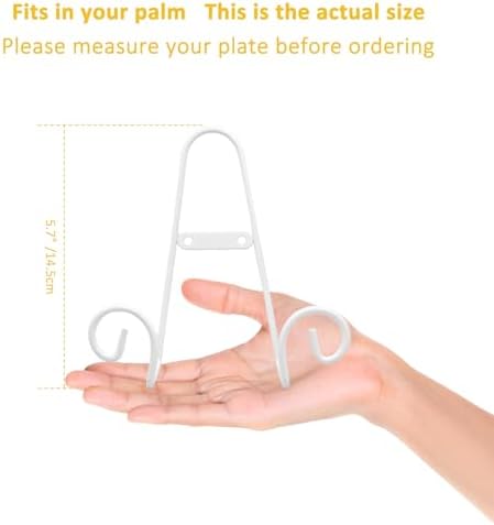 YY YEARCHY Metal Plate Stand Holder, Wall Hanging Display Rack, Sturdy Iron Easel for Displaying Plates (6-12 Inch), Bowls, Platters, Art, Photos, Books(4, White, 5.7"x3.2"x2.8") - Image 4