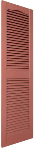 Ekena Millwork Lifetime Vinyl LL1S14X06000RD Standard Cathedral Top Center Mullion, Open Louver Vinyl Shutters, w/Installation Shutter-Lok's & Matching Screws (Per Pair), 14 1/2"W x 60"H, Burgundy Red - Image 3