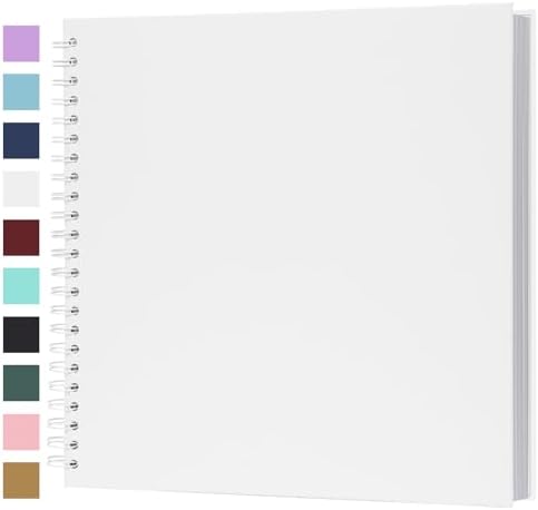 Scrapbook Album 12x12 Inches 100 Pages Hardcover Kraft Paper White by Bonyomor