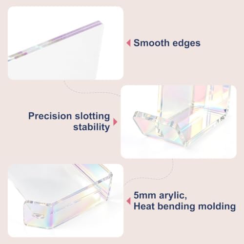4x6inch L Shaped Acrylic Picture Frame, 2 Pack Double Sided Floating Photo Stand for Tabletop, Horizontal Vertical Display Holder Home Office Decor Family Wedding Anniversary, Iridescent - Image 4
