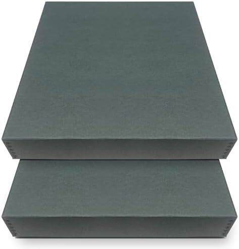Golden State Art, Archival Storage Box, Gray, 16.75x20.75x3 Inch, Pack of 2 by GoldenStateArt