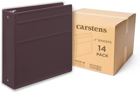 Carstens 3-Inch Heavy Duty 3-Ring Binder - Side Opening, Plum, Durable Plastic, Precision No-Gap Rings, Waterproof Cover, No Pockets, Holds 400 US Letter Sheets, BPA-Free, Made in USA (1711-3R) by Carstens