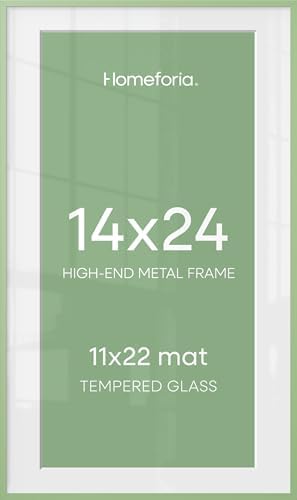 Homeforia 14x24 Green Picture Frame, High-End Metal, 11x22 Mat, Glass by Homeforia