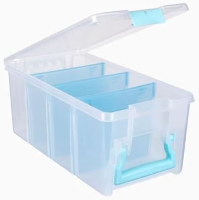ArtBin 6925AA Semi Satchel with Removable Dividers, Portable Art & Craft Organizer with Handle, [1] Plastic Storage Case, Clear - Aqua Accents (Pack of 4) - Image 2