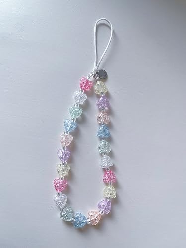Drawwind Phone Charm Beaded Wristlet Strap Universal Cell Phone Lanyard Cute Bracelet Wrist Strap Beaded Chain String Handmade Accessories for Case Camera Bags (Hearts Galore) - Image 6