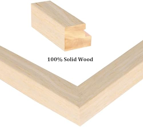 Egofine 6x8 Picture Frames Set of 4, Made of Solid Wood Covered by Plexiglass 4x6 and 5x7 with Mat or 6x8 without Mat, for Table Top Display and Wall Mounting Photo Frame Oak Wood - Image 2