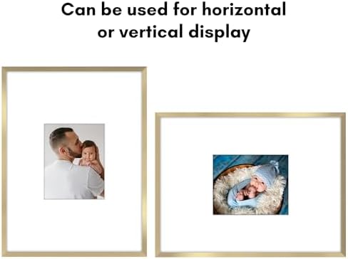 Americanflat 18x24 Poster Frame - Matted to 8x10 - Slim Molding - Gold - Image 4
