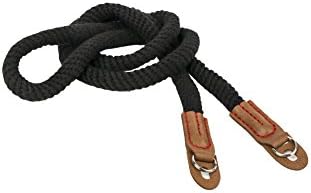 Vintage Handmade Cotton Leather Rope Camera Neck Strap for Micro Single and DSLR Camera Long Black - Image 4