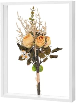 M METERXITY 1-Pack Dried Flower Frame, 12 x 16 Inch Double Acrylic Wooden Dried Flower Photo Floating Frame for Tabletop/DIY/Handicrafts [White] by MMETERXITY
