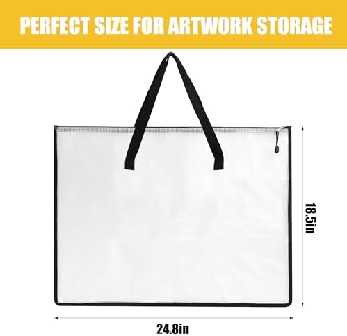 EOOUT 2 Pack 18.5x24.8 Inches Art Portfolio Case, Portfolio Folder for Artwork, Posters Storage Bag with Zipper and Handle Mesh Folder Organizers for Poster, Scrapbook, Keepsake and Bulletin Board - Image 2