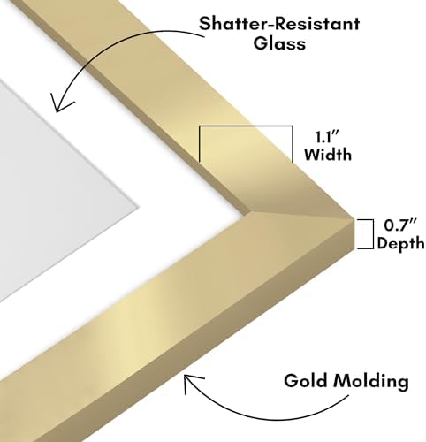 Americanflat 12x12 Picture Frame - Matted to 10x10 - Engineered Wood - Gold - Image 3