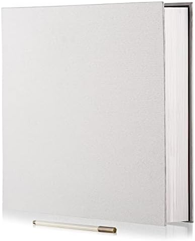 Large Photo Album Self Adhesive for 4x6 5x7 8x10 Pictures Magnetic Scrapbook Album 20 Sheets / 40 Pages Linen Cover DIY Photo Album with A Metallic Pen and and Plastic Board(White) by HoneyTolly