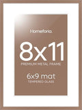 Homeforia 8x11 Mocha Picture Frame, High-End Metal, 6x9 Mat, Glass by Homeforia