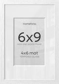 Homeforia 6x9 White Oak Picture Frame, High-End Wood, 4x6 Mat, Glass by Homeforia