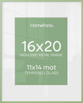 Homeforia 16x20 Green Picture Frame, High-End Metal, 11x14 Mat, Glass by Homeforia