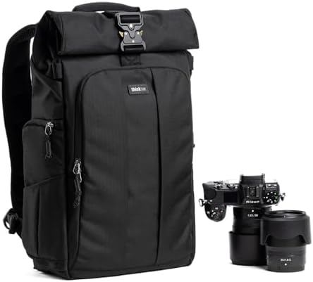 Think Tank FocusPoint 22L RollTop Camera Backpack - Asphalt Black: Expandable Travel & Camera Backpack with Laptop Sleeve, Quick Side and Back Access, Rain Cover – Versatile Photography & Travel Bag by ThinkTankPhoto