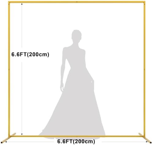 Asee'm 6.6FTx6.6FT Gold Wedding Arch Backdrop Stand Square Metal - Image 2