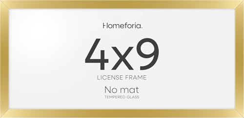 Homeforia 4x9 Gold Business License Frame, High-End Metal, Glass by Homeforia
