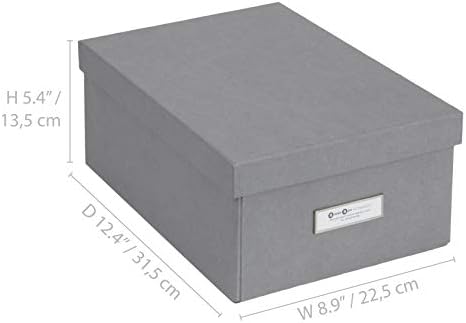 Bigso Karin Collapsible Storage Box - Photo Storage Box with Labelframe for Easy Identification - Simple Assembly Without Tools - Decorative Storage Boxes with Lids - 8.9in x 12.4in x 5.4in - Gray - Image 4