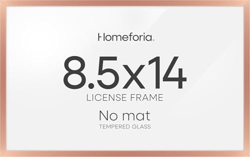 Homeforia 8.5x14 Rose Marriage License Frame, High-End Metal, Glass by Homeforia