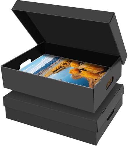 AOBOPLE 2 Pack Photo Storage Box,16" x 12" x 4" Keepsake Box with Handle Holes,Protective Storage Box for Photos Pictures Documents Artwork DIY and Souvenir,Home and Office Organizer by AOBOPLE