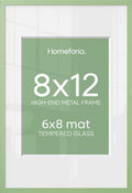 Homeforia 8x12 Green Picture Frame, High-End Metal, 6x8 Mat, Glass by Homeforia