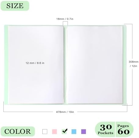 Tamaki Binder with Plastic Sleeves for A4 Size, 30 Pocket, 1 Pack, Green - Image 2